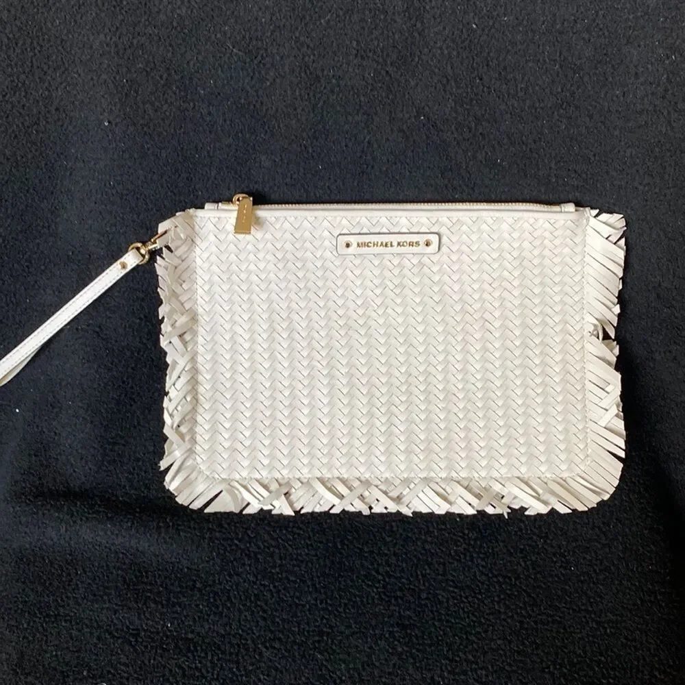 Michael Kors Jet Set  Large Woven leather Clutch